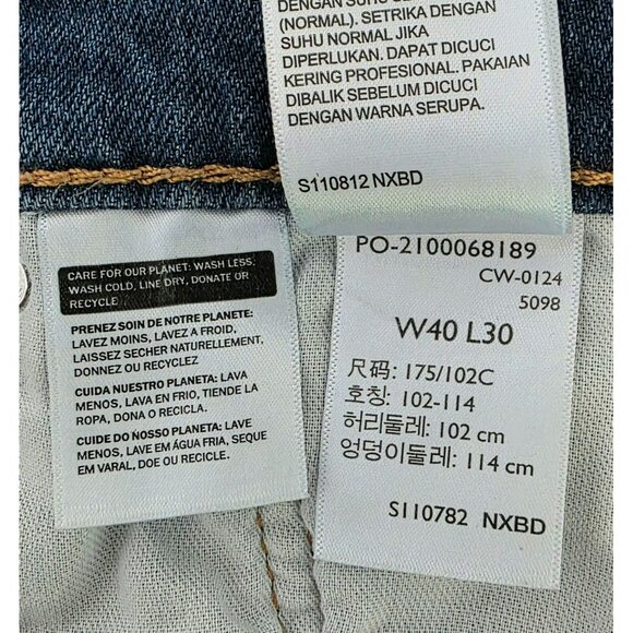 Levis 511 Jeans W40 L30 Mens Blue Denim Pants Stretch Distressed Straight Slim - Picture 10 of 12